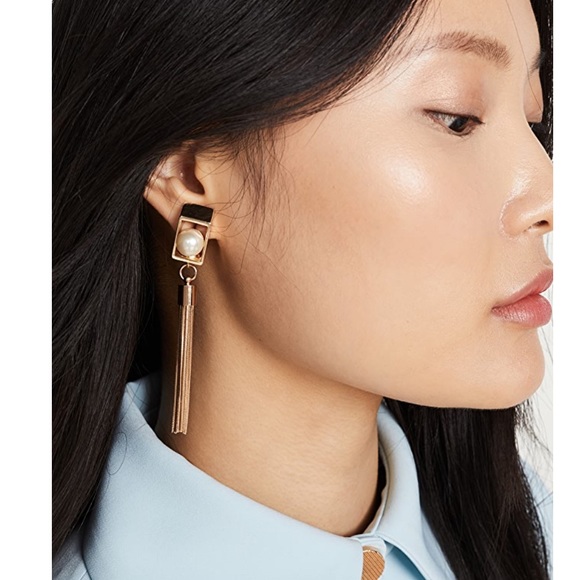 Anton Heunis Rectangle Pearl Tassel Earrings - Picture 2 of 4